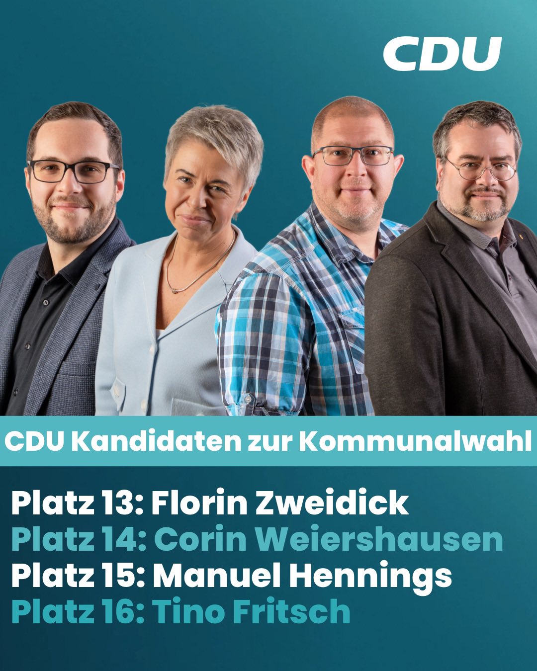 Kommunalwahl 2026 Kandidaten Plätze 13 bis 16