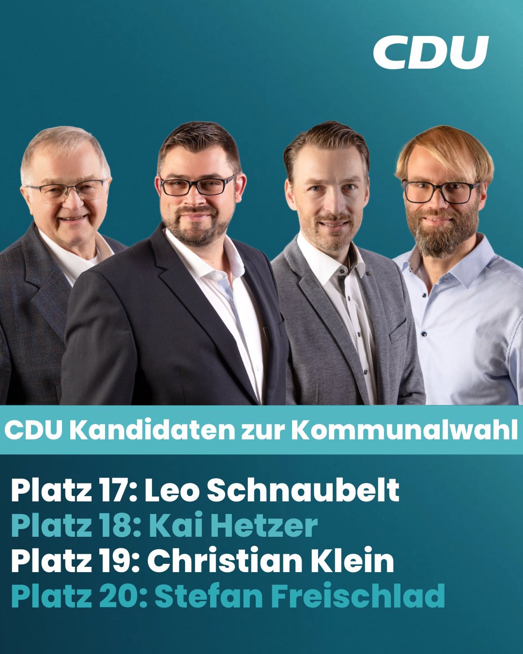 Kommunalwahl 2026 Kandidaten Plätze 17 bis 20